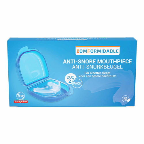 Front of the Comformidable anti-snoring mouthpiece packaging