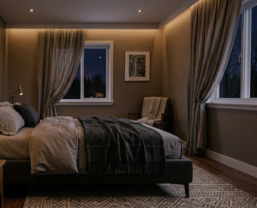 Quiet bedroom in the evening, atmospheric image for choosing the best sleep strips