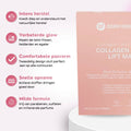 Overzicht van de belangrijkste voordelen van het Collagen Hydra Lift Mask naast de verpakking.