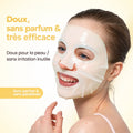 Femme portant un masque visage en hydrogel blanc, doux, sans parfum et très efficace