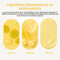 Textures de curcuma, glutathion et thé vert, les ingrédients du masque