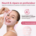 Femme appliquant le masque rose au collagène, avec le conseil de le laisser poser 3 à 4 heures