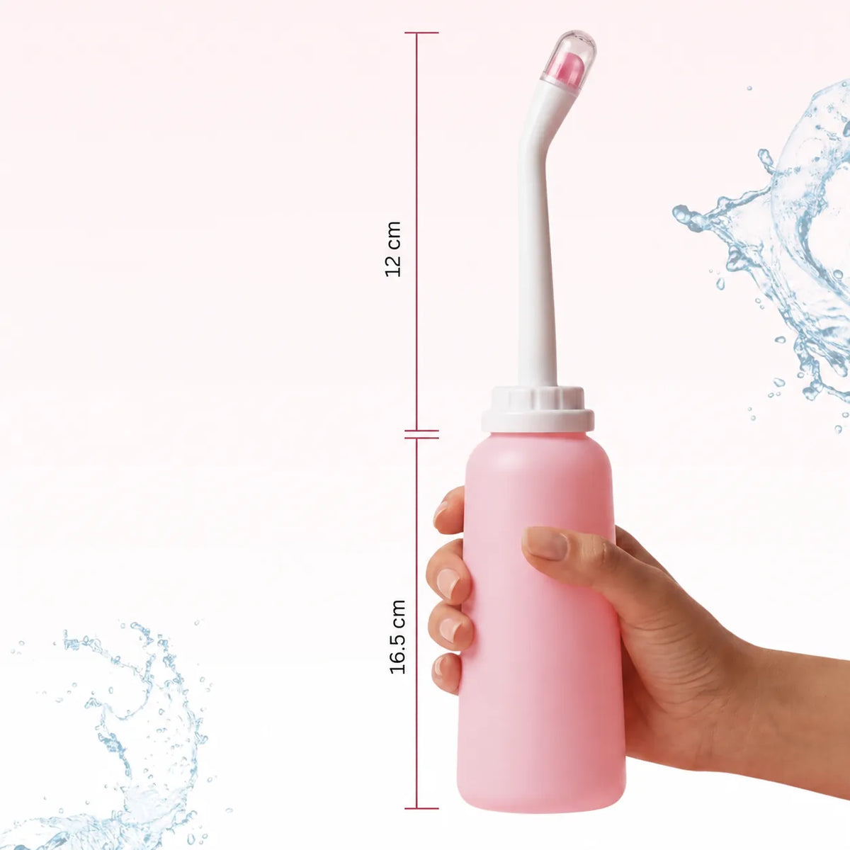 Bouteille bidet tenue dans la main avec cotes : bouteille 16,5 cm et bec 12 cm