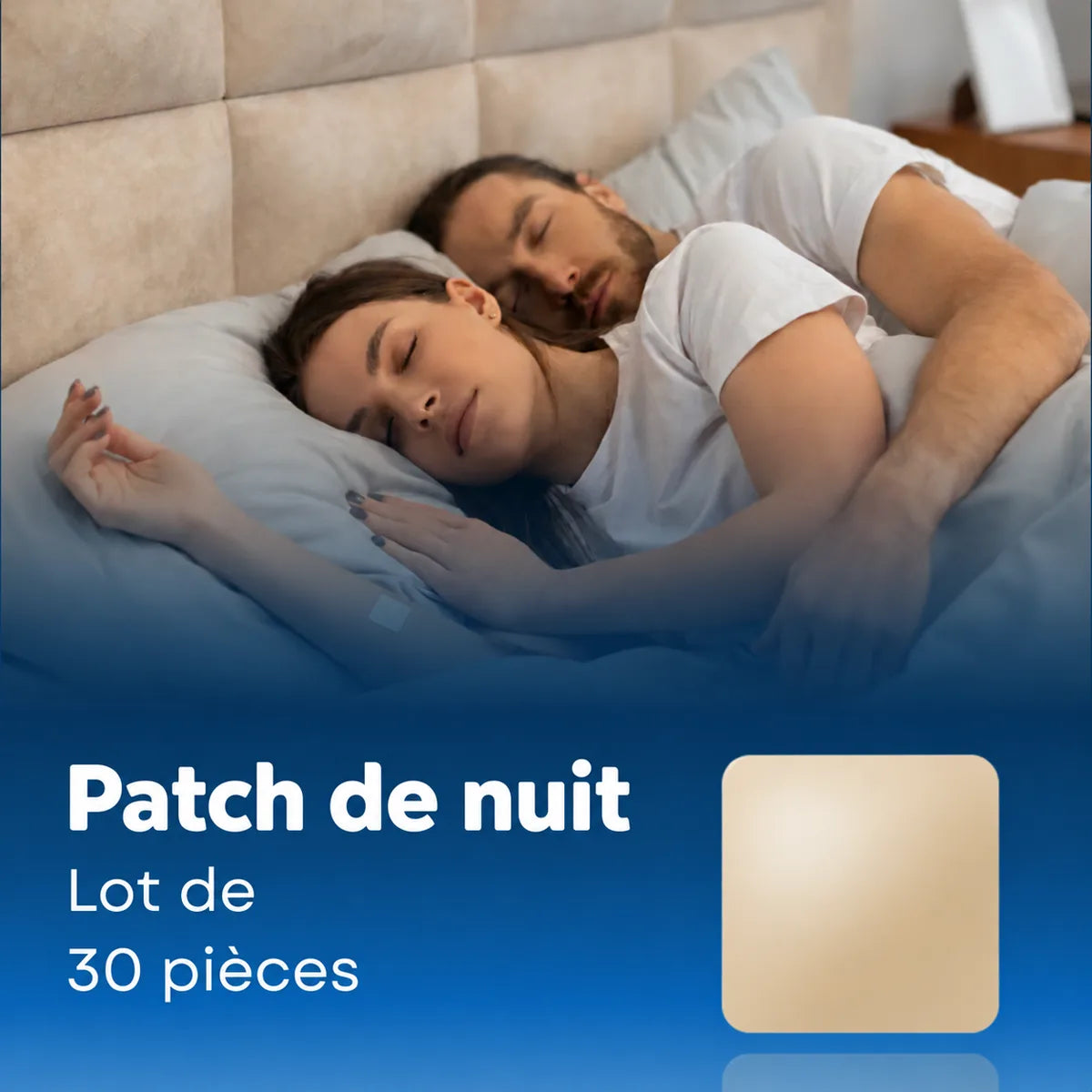 Couple endormi au lit, lot de 30 patchs de nuit